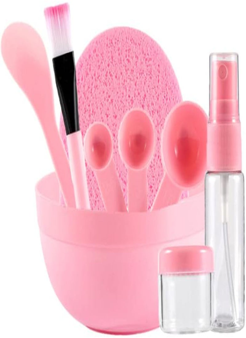 GGOOT - 9 Pcs/Set Face Mask Mixing Bowl Set DIY Facemask Mixing Tool Kit with Bowl Stick Brush Gauge Spoon (Pink), Face Mask Mixing Bowl Set, Face Mask Mixing Bowl Kit, DIY Facemask Mixing Tool Set, DIY - Image 1