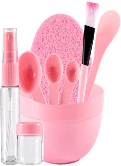 9 Pcs/Set Face Mask Mixing Bowl Set DIY Facemask Mixing Tool Kit with Bowl Stick Brush Gauge Spoon (Pink), Face Mask Mixing Bowl Set, Face Mask Mixing Bowl Kit, DIY Facemask Mixing Tool Set, DIY