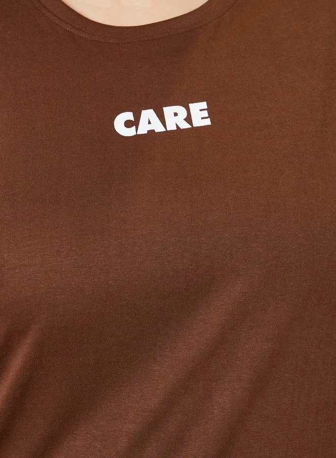 Styli Oversized Slogan Print Longline T-Shirt