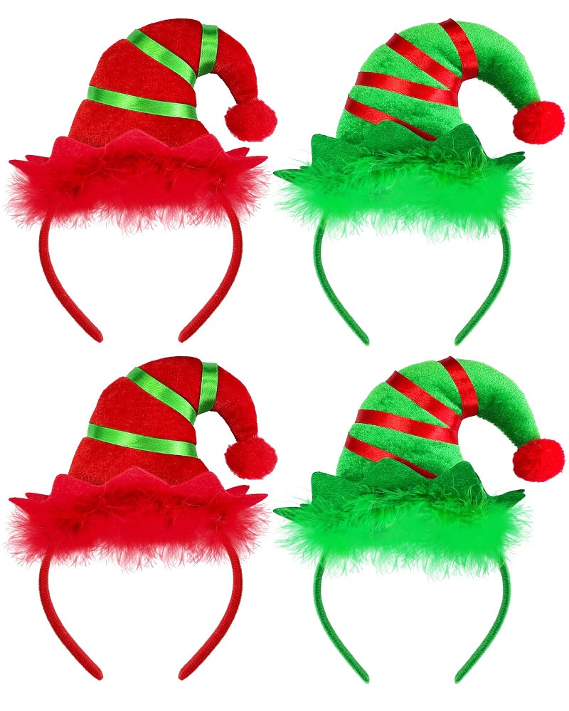 Bnikion 4 Pack Christmas Elf Headbands Elf Hat Headband for Girls Women Xmas Party - Image 2