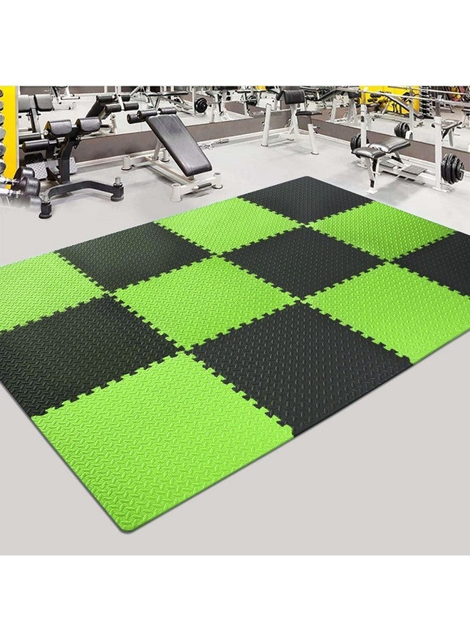 سيجناترون سجادة تمارين ألغاز للأطفال من سيجناترون، ٦ بلاطات، ٢٤ قدمًا مربعًا، مع بلاطات متشابكة من إسفنج إيثيلين فينيل أسيتات، وأرضيات واقية للمكتب والمنزل والمدرسة وصالة الألعاب الرياضية (أسود - أخضر) - Image 1