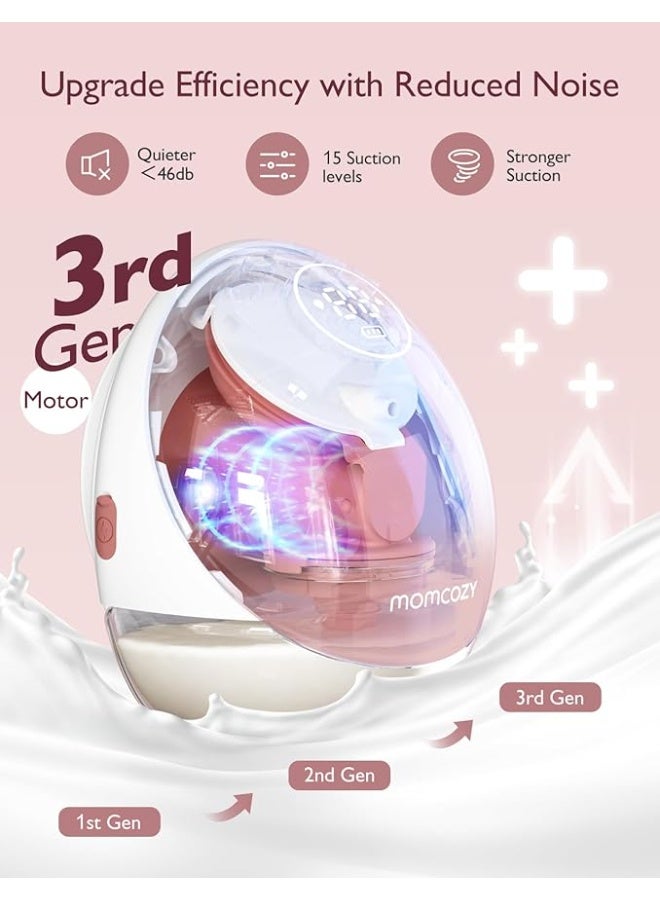 Momcozy Breast Pump Hands Free Mobile Flow | M9, App Discreet Control with Personalized Multi-Modes & 15 Levels, Independent Breastmilk Storage, Wearable Breast Pump M9 24mm, 2 Pack Cozy Red - Image 5