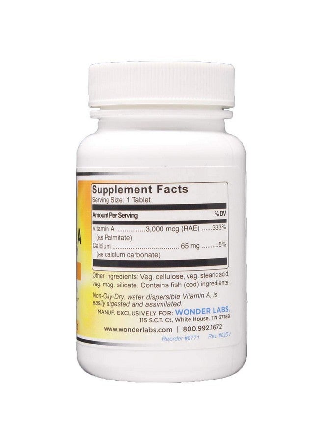 Wonder Laboratories Vitamin A 10,000 IU, as Palmitate, from Cod Fish Liver Oil - 100 Tablets - Image 2