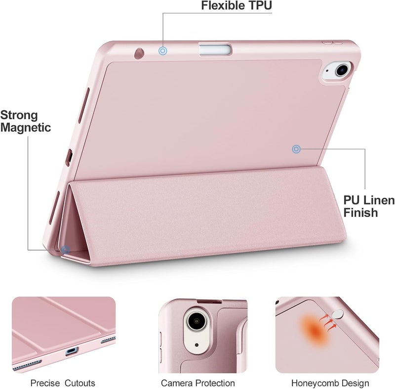 Akkerds Compatible with iPad Air 11 Inch Case 7th/6th Generation (M3/M2) 2025/2024, for iPad Air 5th/4th Generation Case 10.9 Inch 2022/2020 with Pencil Holder[Auto Sleep/Wake], Pink - Image 3