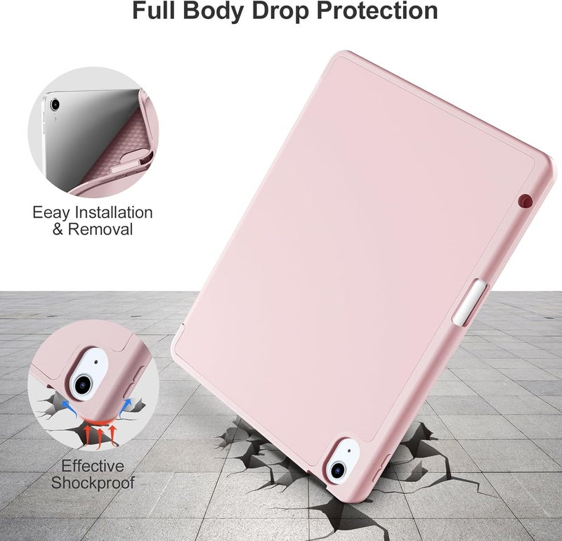 Akkerds Compatible with iPad Air 11 Inch Case 7th/6th Generation (M3/M2) 2025/2024, for iPad Air 5th/4th Generation Case 10.9 Inch 2022/2020 with Pencil Holder[Auto Sleep/Wake], Pink - Image 4