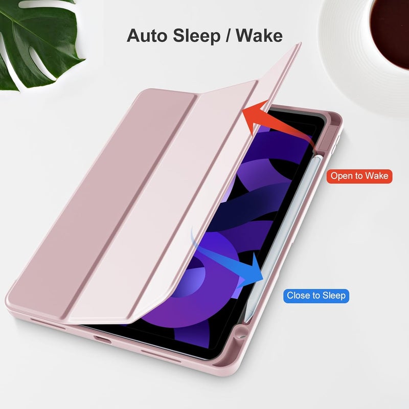 Akkerds Compatible with iPad Air 11 Inch Case 7th/6th Generation (M3/M2) 2025/2024, for iPad Air 5th/4th Generation Case 10.9 Inch 2022/2020 with Pencil Holder[Auto Sleep/Wake], Pink - Image 5