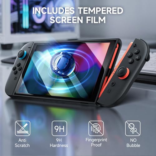 AceGamer Carrying Case for Switch 2 (2025) with Tempered Glass & Game Card Holder | Large Capacity Snowflake Fabric Case | Shockproof Design | Lightweight Organizer - Image 5