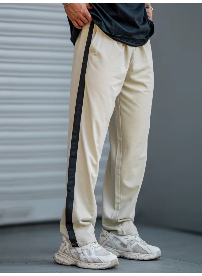 Maniac Maniac Mens ColorBlock Biscuit, Black Loopknit Trackpant