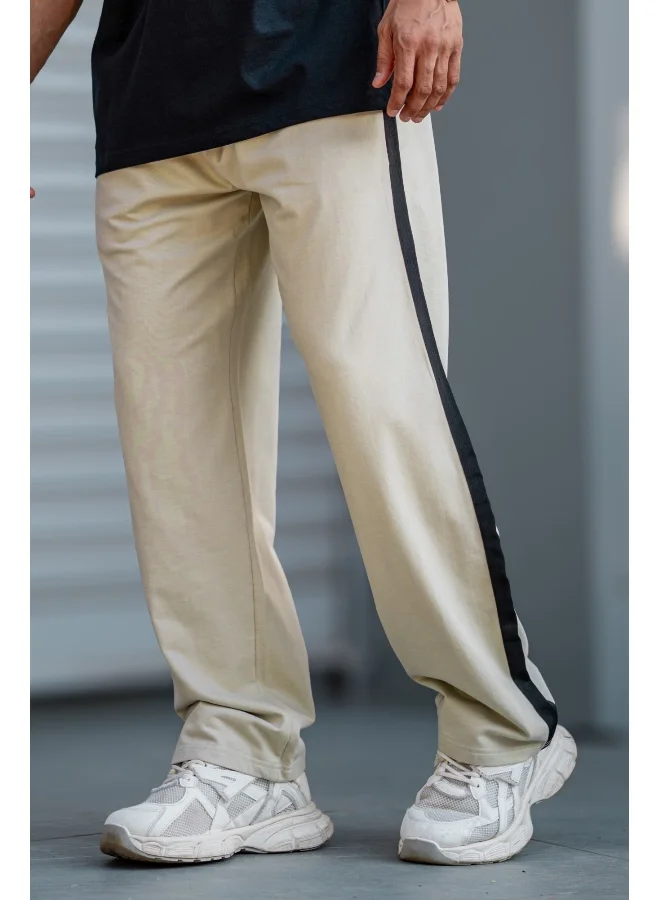 Maniac  Maniac Mens ColorBlock Biscuit, Black Loopknit Trackpant for Men | Best Price UAE