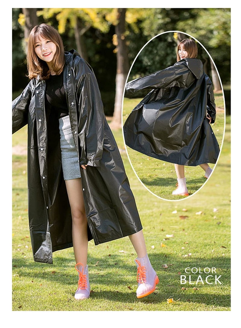 SYOSI Raincoat Rain Poncho for Adults, 1 Pack EVA Rain Poncho for Women and Men Reusable Raincoat Jacket Packable for Family FishingTravelEmergency with Hood and Elastic Sleeving - Image 2