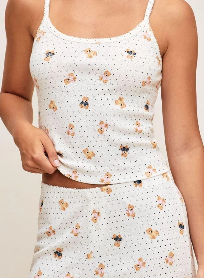 Undiz Lace tank top with bear print