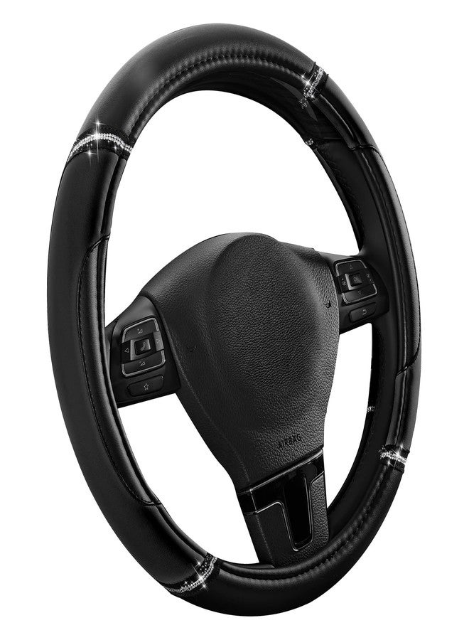 Road Comforts Leather Steering Wheel Cover - Made with PVC Leather - Anti-Slip, Universal Fit 14 1/2 inches to 15 inches - Black - Image 2
