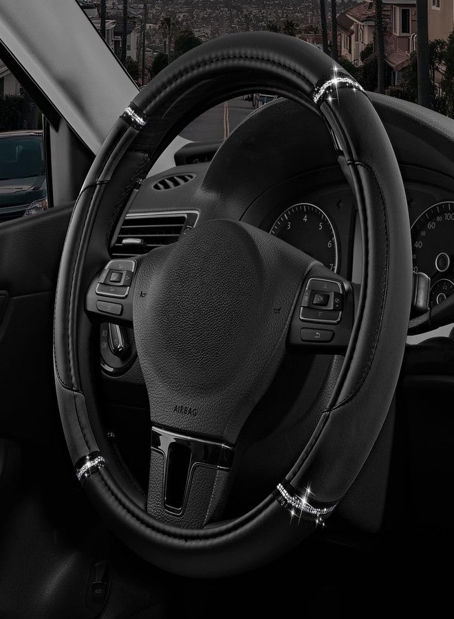 Road Comforts Leather Steering Wheel Cover - Made with PVC Leather - Anti-Slip, Universal Fit 14 1/2 inches to 15 inches - Black - Image 1