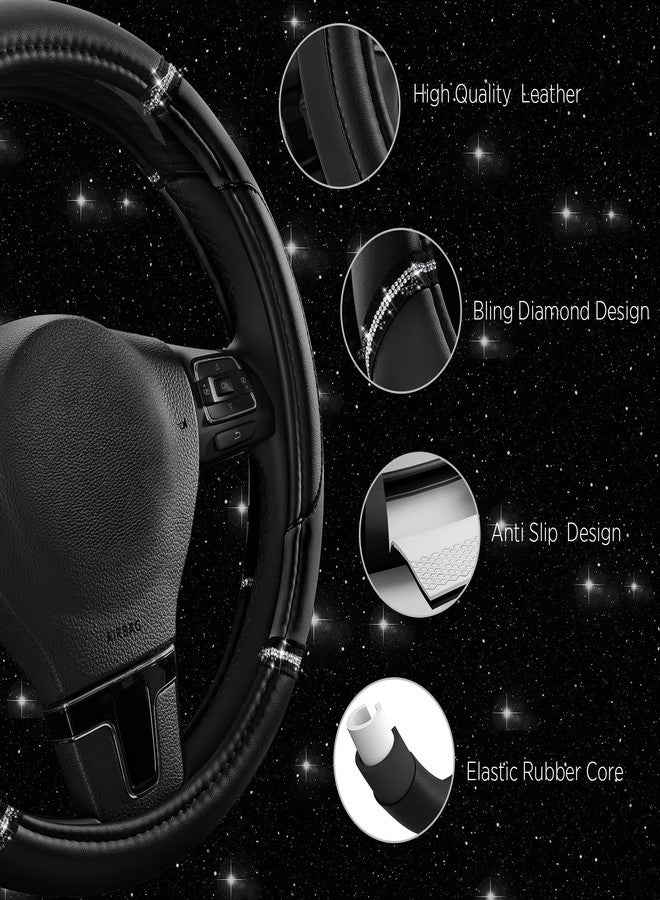 Road Comforts Leather Steering Wheel Cover - Made with PVC Leather - Anti-Slip, Universal Fit 14 1/2 inches to 15 inches - Black - Image 4