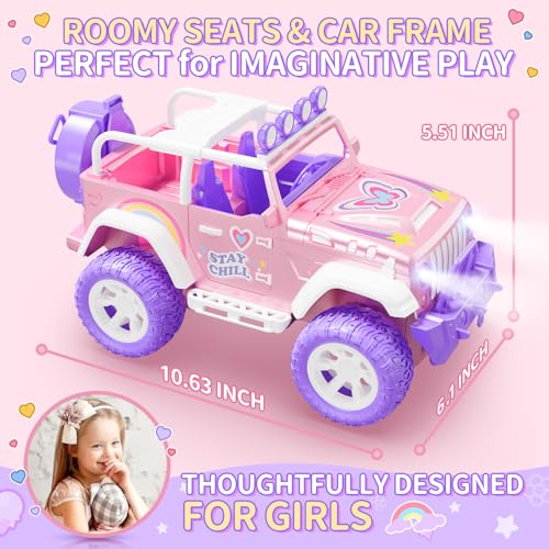 DEERC Pink Remote Control Car for Girls with Fog Mist & Music, 1:16 RC Car with LED Lights for Kids, 2.4Ghz All Terrain SUV Truck Gifts, Off-Road Racing Vehicle Toy Car, Girls Toys - Image 2