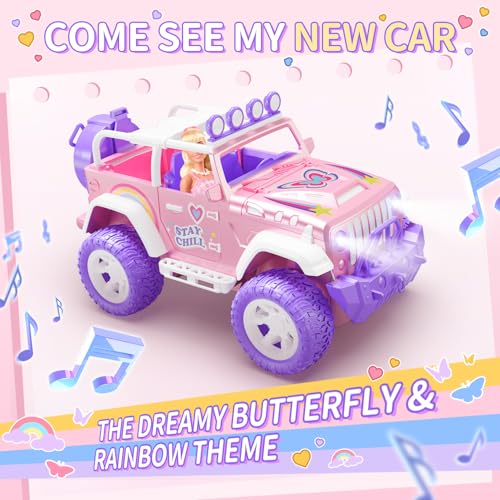 DEERC Pink Remote Control Car for Girls with Fog Mist & Music, 1:16 RC Car with LED Lights for Kids, 2.4Ghz All Terrain SUV Truck Gifts, Off-Road Racing Vehicle Toy Car, Girls Toys - Image 4