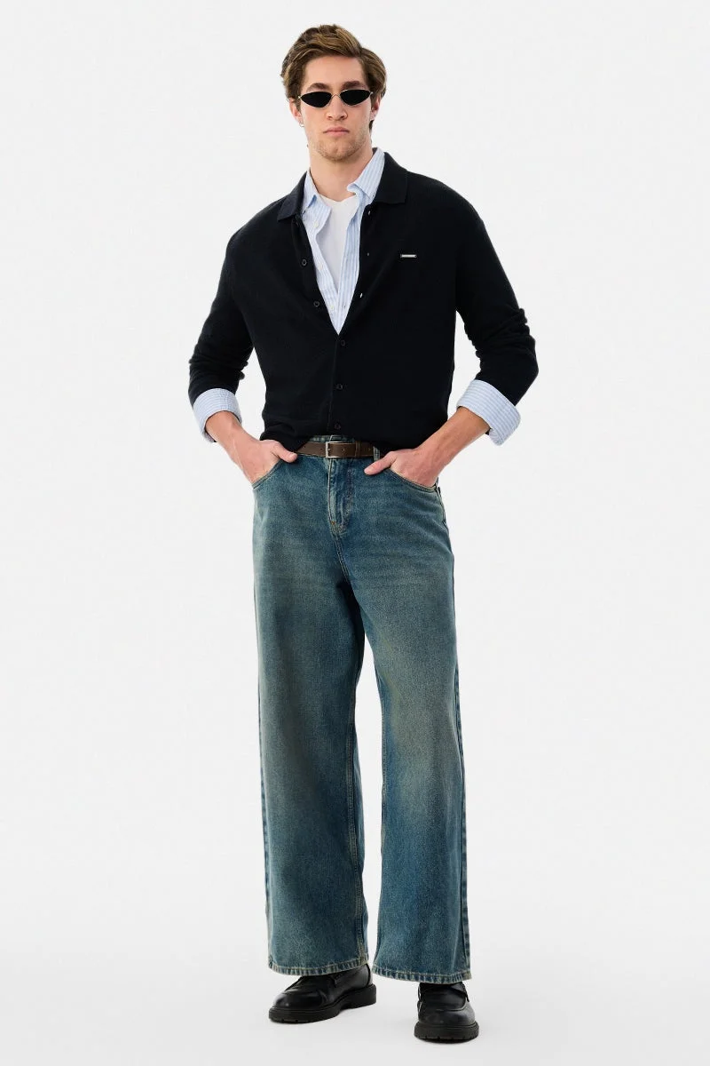 سنيتش Black Textured Long Sleeve Regular Fit Shirt