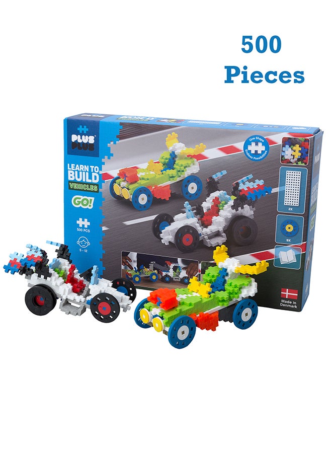 Plus-Plus Learn To Build Set - Go Vehicles, Ingenious Construction Toy, 500 Pieces  - Image 1