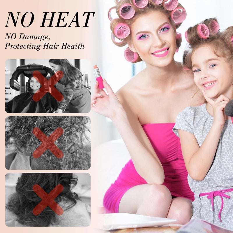 Obeoby 4 Sizes Hair Rollers for Women, Hair Curlers with Clips Comb Curlers for Long Short Curly Hair and Bangs (25, 36, 48, 60mm), Pink Gifts - Image 5