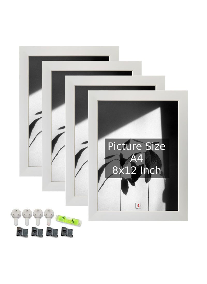 Art Street Art Street A4 Size Certificate, Document Photo frames Set of 4 For Home Decoration, Living Room, Office Decoration (White, Size: 8" x 12")  - Image 1