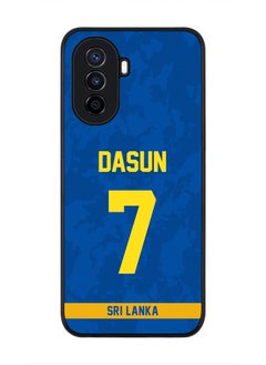 Rugged Black Edge Case for Huawei Nova Y70 , Slim fit Soft Case Flexible Rubber Edges Thin Cover - Player Name - Dasun Shanaka, Jersey Number- 7