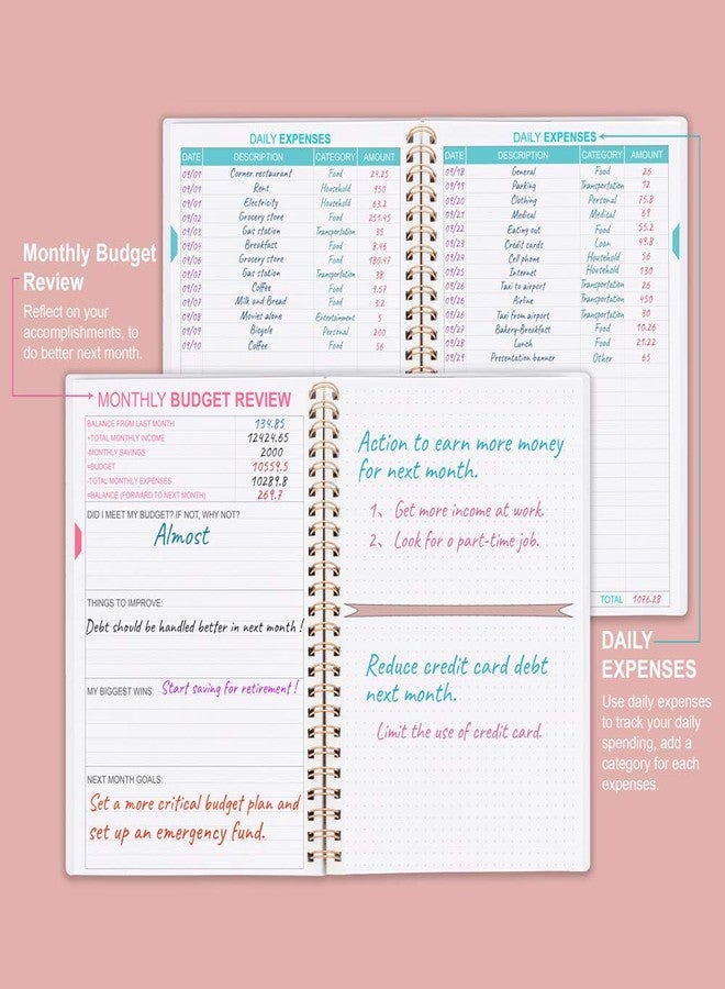 Nokingo Budget Planner - Monthly Finance Organizer with Expense Tracker Notebook to Manage Your Money Effectively, Undated Finance Planner/Account Book, Start Anytime, 1 Year Use, A5, Rose - Image 3