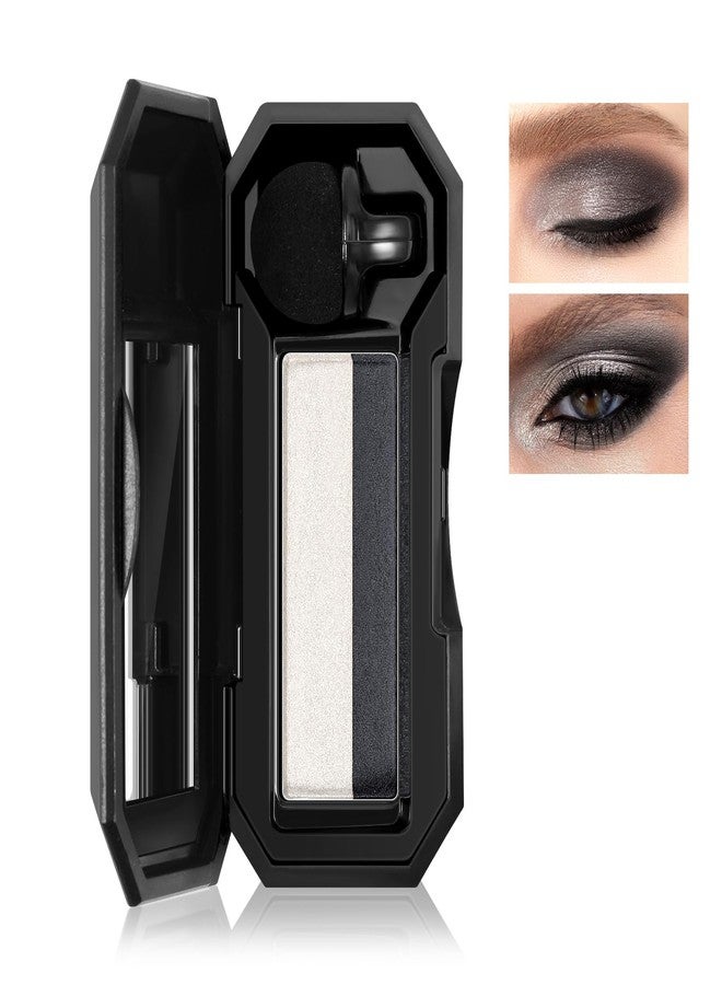 بوبين ظلال عيون بوبين ثنائية اللون، علبة ظلال عيون لامعة ثنائية اللون محمولة، ظلال عيون بودرة عالية الصبغة، مقاومة للماء وذات ملمس ناعم، تدوم طويلاً لمكياج العيون - Image 1