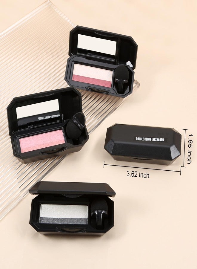 بوبين ظلال عيون بوبين ثنائية اللون، علبة ظلال عيون لامعة ثنائية اللون محمولة، ظلال عيون بودرة عالية الصبغة، مقاومة للماء وذات ملمس ناعم، تدوم طويلاً لمكياج العيون - Image 4