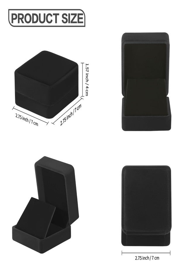KUKUVR 2 Pieces Velvet Earring Gift Box, Small Jewelry Storage Holder Display Boxes For Earring Stud Necklace, Jewelry Showcase With Stereo Display Cardboard (BLACK) - Image 2