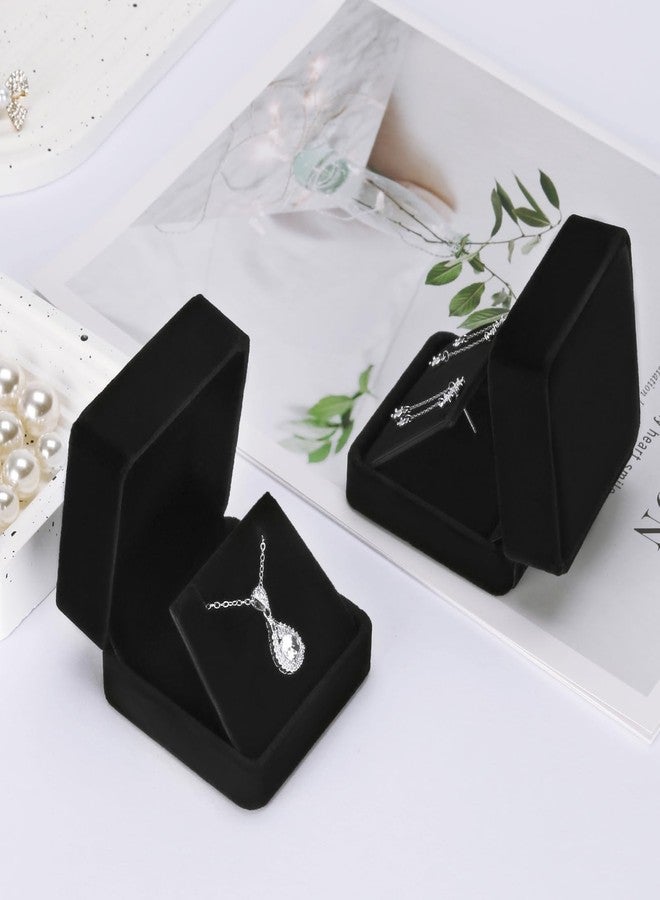 KUKUVR 2 Pieces Velvet Earring Gift Box, Small Jewelry Storage Holder Display Boxes For Earring Stud Necklace, Jewelry Showcase With Stereo Display Cardboard (BLACK) - Image 4