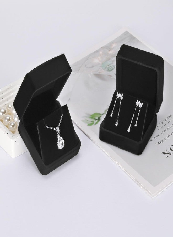 KUKUVR 2 Pieces Velvet Earring Gift Box, Small Jewelry Storage Holder Display Boxes For Earring Stud Necklace, Jewelry Showcase With Stereo Display Cardboard (BLACK) - Image 3