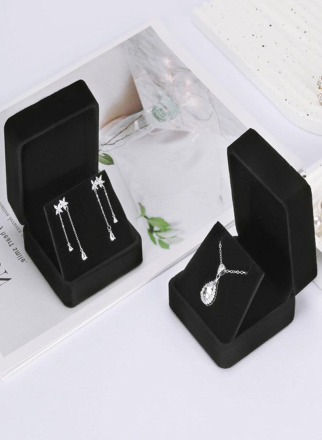 KUKUVR 2 Pieces Velvet Earring Gift Box, Small Jewelry Storage Holder Display Boxes For Earring Stud Necklace, Jewelry Showcase With Stereo Display Cardboard (BLACK) - Image 5