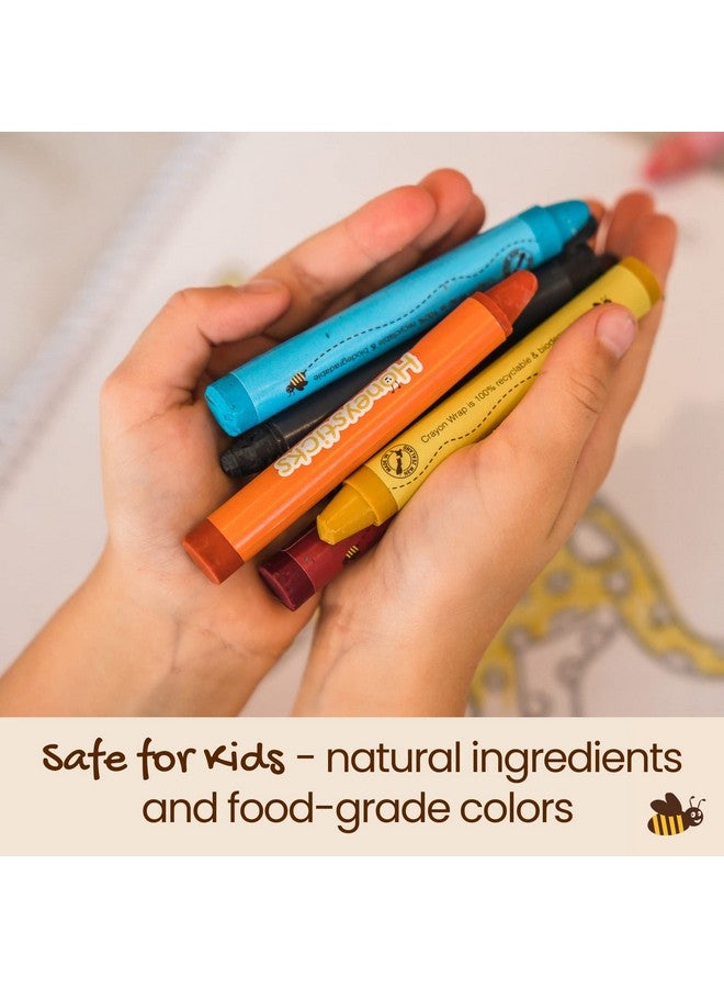 Honeysticks ألوان شمعية عملاقة (16 عبوة) 100% شمع عسل نقي ألوان غير سامة للأطفال ألوان كبيرة، سهلة الحمل والاستخدام، غير قابلة للكسر، صديقة للبيئة، مستلزمات فنون رياض الأطفال، للأطفال 24، 48 - Image 2