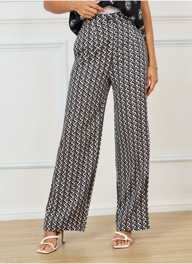 ستايلي All Over Print Shirt & Straight Pants Set