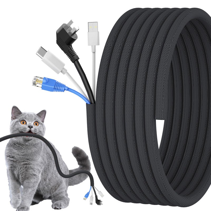 Wengus 1/2 inch Cord Protectors from Pets No Chew, 10ft Wire Protector Cord Covers for Pets, Flexible Cable Sleeve Cord Management for TV/Computer/Electric Wires/Phone Charging Cables - Image 1