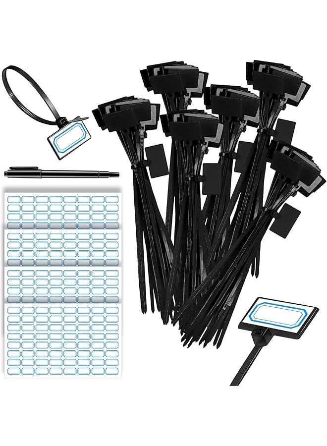 erorex Cable Tie Tags 250Pcs 150Mm Nylon Cable Marker Ties Self Locking Cord Tags With Marker Pen And Self Adhesive Labels Network Wire Straps Cable Zip Ties With Writable Tags For Home Office Use - Image 1