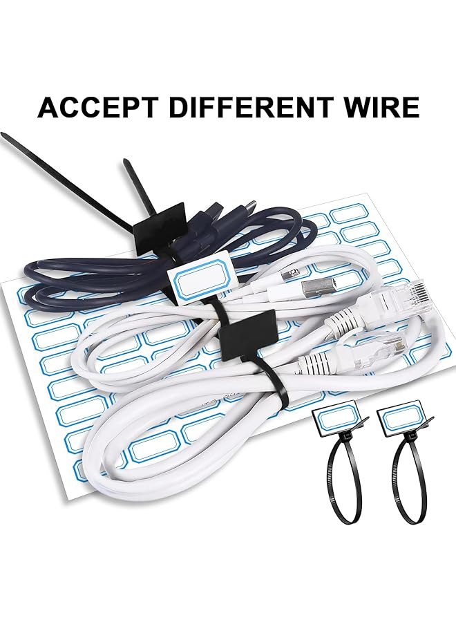 erorex Cable Tie Tags 250Pcs 150Mm Nylon Cable Marker Ties Self Locking Cord Tags With Marker Pen And Self Adhesive Labels Network Wire Straps Cable Zip Ties With Writable Tags For Home Office Use - Image 3