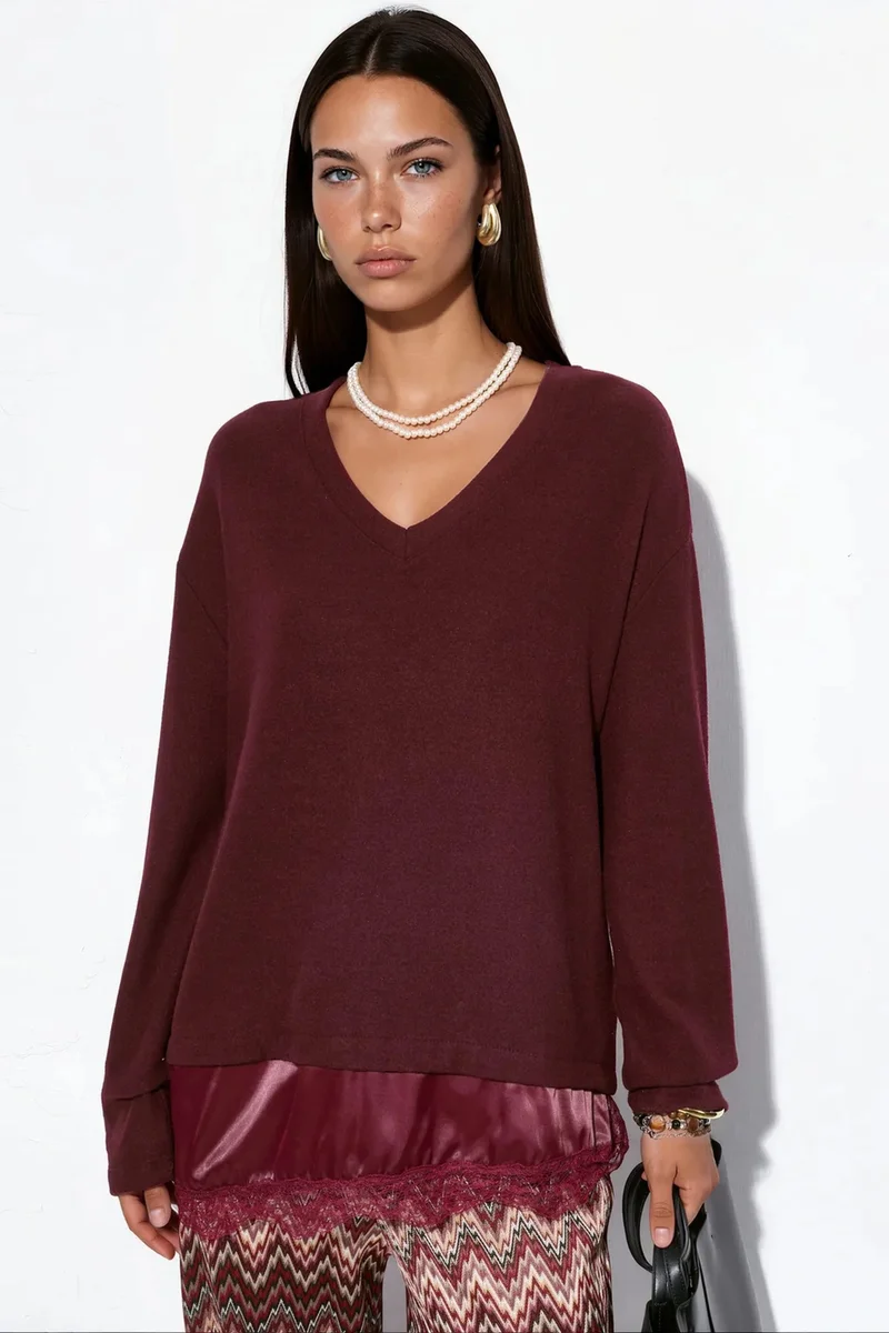 BUSEM Women’s V-neck Knit Sweater