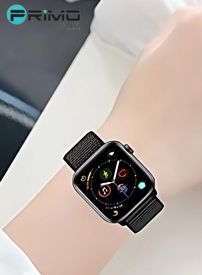 PRIMO PLUS Fabric Strap, 42mm/44mm/45mm Compatible with Apple Watch Series 8/7/SE/6/5/4/3/2/1 Black  - Image 3