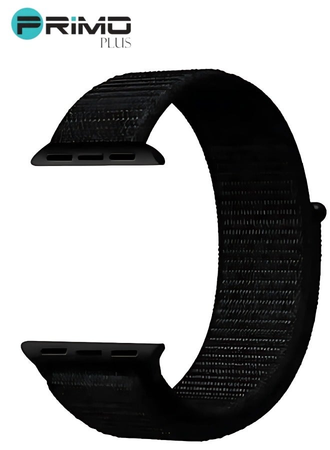 PRIMO PLUS Fabric Strap, 42mm/44mm/45mm Compatible with Apple Watch Series 8/7/SE/6/5/4/3/2/1 Black  - Image 2