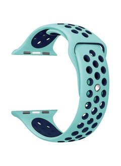 Generic Sporty Band For Apple Watch Soft Silicone Replacement Strap Band For Apple Watch Series 1/2/3/4/5/6/7/Se Sizes 38mm/40mm/41mm  (turquoise & Blue) M/L  - Image 2