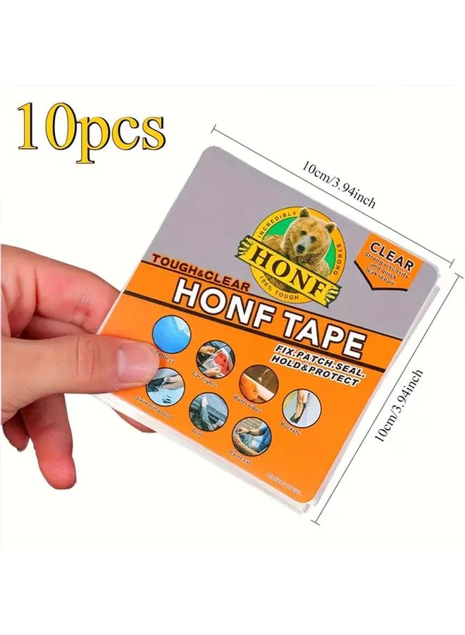 10 Sheets Transparent TPU Self Adhesive Heavy Duty Repair Tape For Camping Gear - Image 1