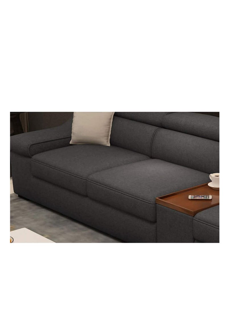 Ripple FURNITURE Living Room Sofa - Sofa - Fashion Fabric Sofa - Combination Set - Cafe Hotel Furniture - Simple Leisure Sofa 5 Seaters  Gray  L Shape 360X180X85  - Image 4