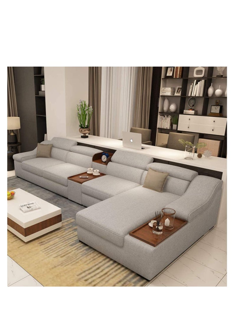 Ripple FURNITURE Living Room Sofa - Sofa - Fashion Fabric Sofa - Combination Set - Cafe Hotel Furniture - Simple Leisure Sofa 5 Seaters  Gray  L Shape 360X180X85  - Image 1