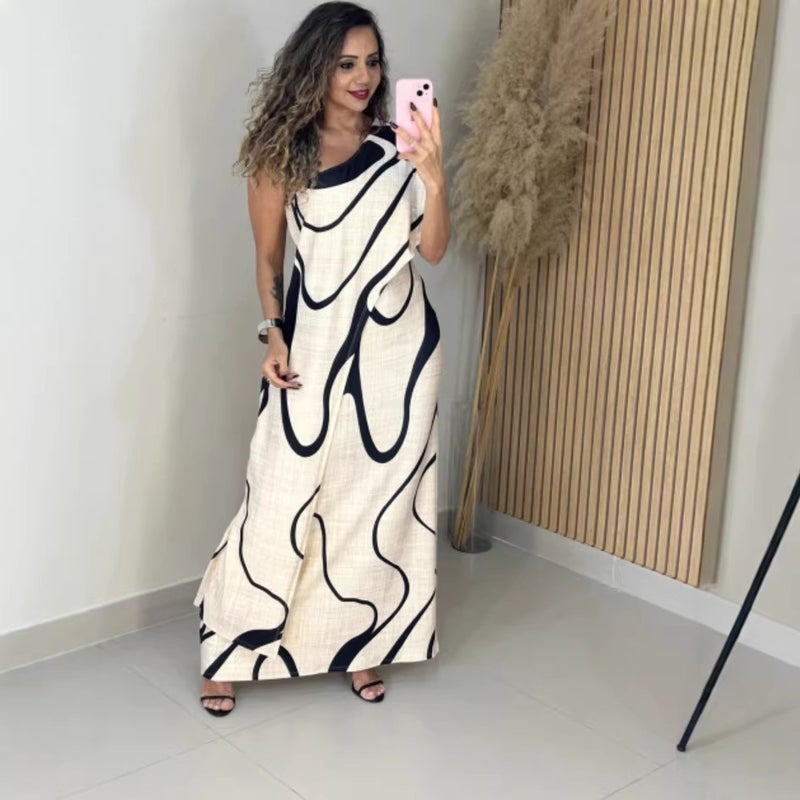 فستان ماكسي مطبوع بقصة ضيقة وحمالة كتف للنساء - Image 4