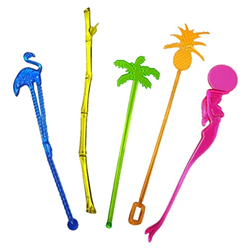 Fun Express 25 Assorted Tropical Luau Tiki Drink Stir Swizzle Sticks Bar - Palm Tree, Margarita, Frozen Drink Cocktail, Flamingo - Image 5