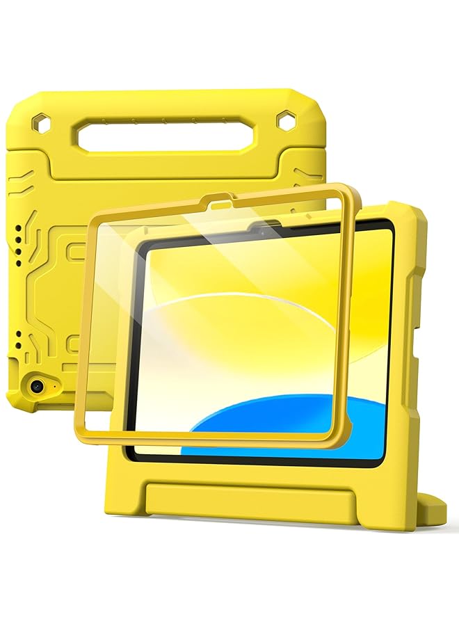 جي تيك حافظة أطفال لجهاز آيباد 10 10.9 بوصة 2022 موديل الجيل العاشر مع واقي شاشة مدمج مضاد للصدمات ومقبض كامل للجسم وغطاء واقٍ للكمبيوتر اللوحي أصفر