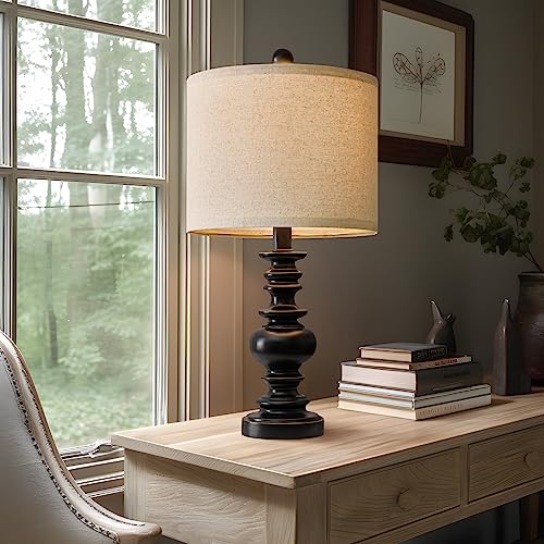 BOBOMOMO 20" Table Lamp Set of 2 for Bedroom Living Room Vintage Rustic Traditional Nightstand Bedside Lamps（Suitable for Decorating Small Areas） - Image 3