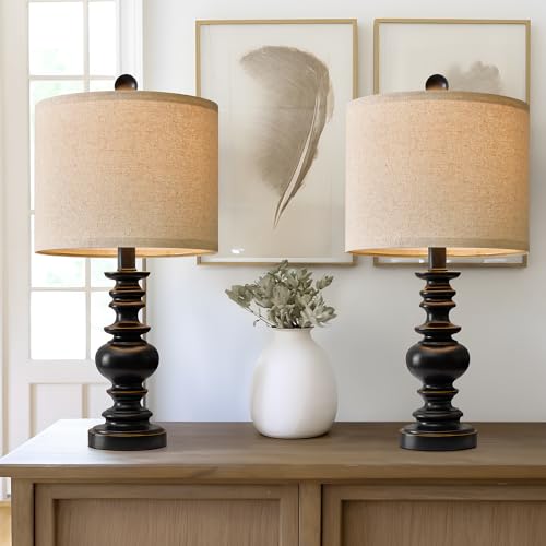 BOBOMOMO 20" Table Lamp Set of 2 for Bedroom Living Room Vintage Rustic Traditional Nightstand Bedside Lamps（Suitable for Decorating Small Areas） - Image 1