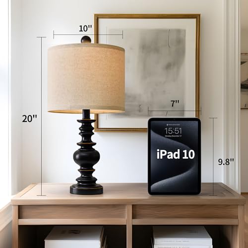 BOBOMOMO 20" Table Lamp Set of 2 for Bedroom Living Room Vintage Rustic Traditional Nightstand Bedside Lamps（Suitable for Decorating Small Areas） - Image 4